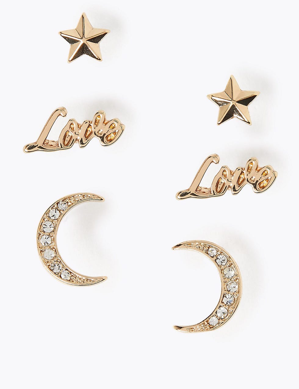 3 Pack Moon Earrings