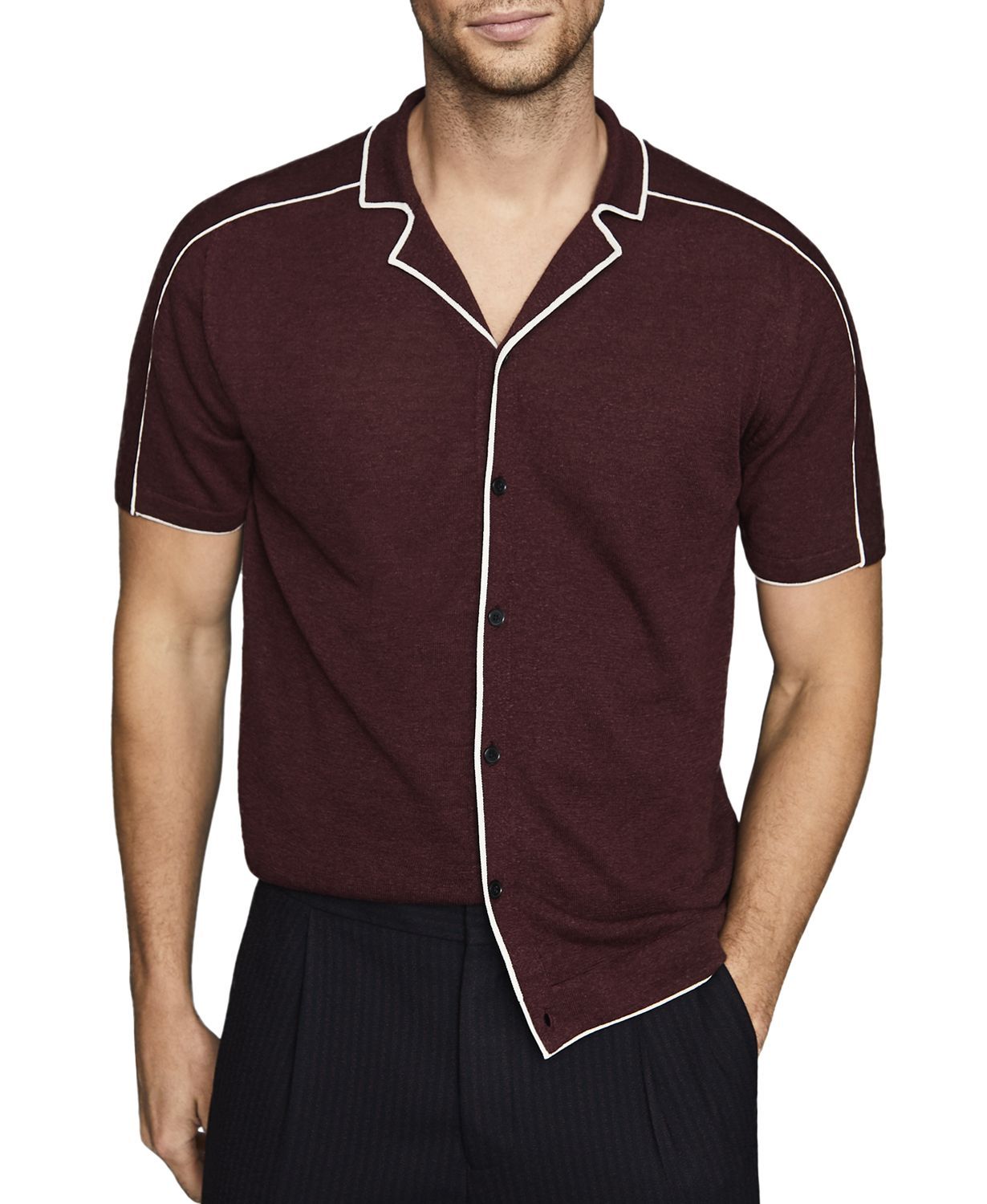 Cuban-Collar Knit Shirt 