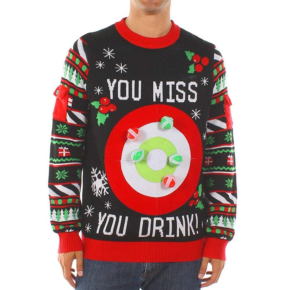 Tipsy Elves Men's Drinking Game Christmas Sweater