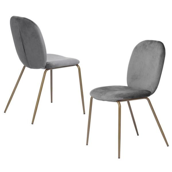 Jule Gray Velvet Cover Elegant Dining Chairs