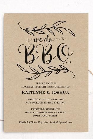 We Do BBQ Engagement Party Invitations