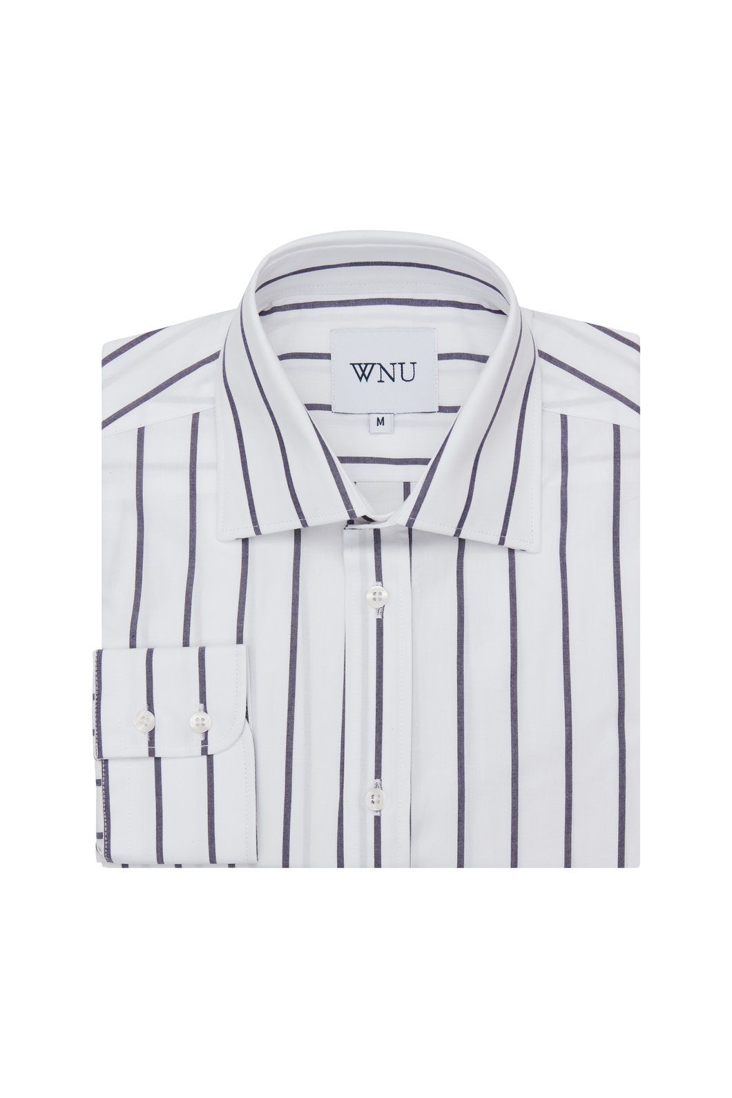 POPLIN: White & Midnight Blue Stripe Shirt