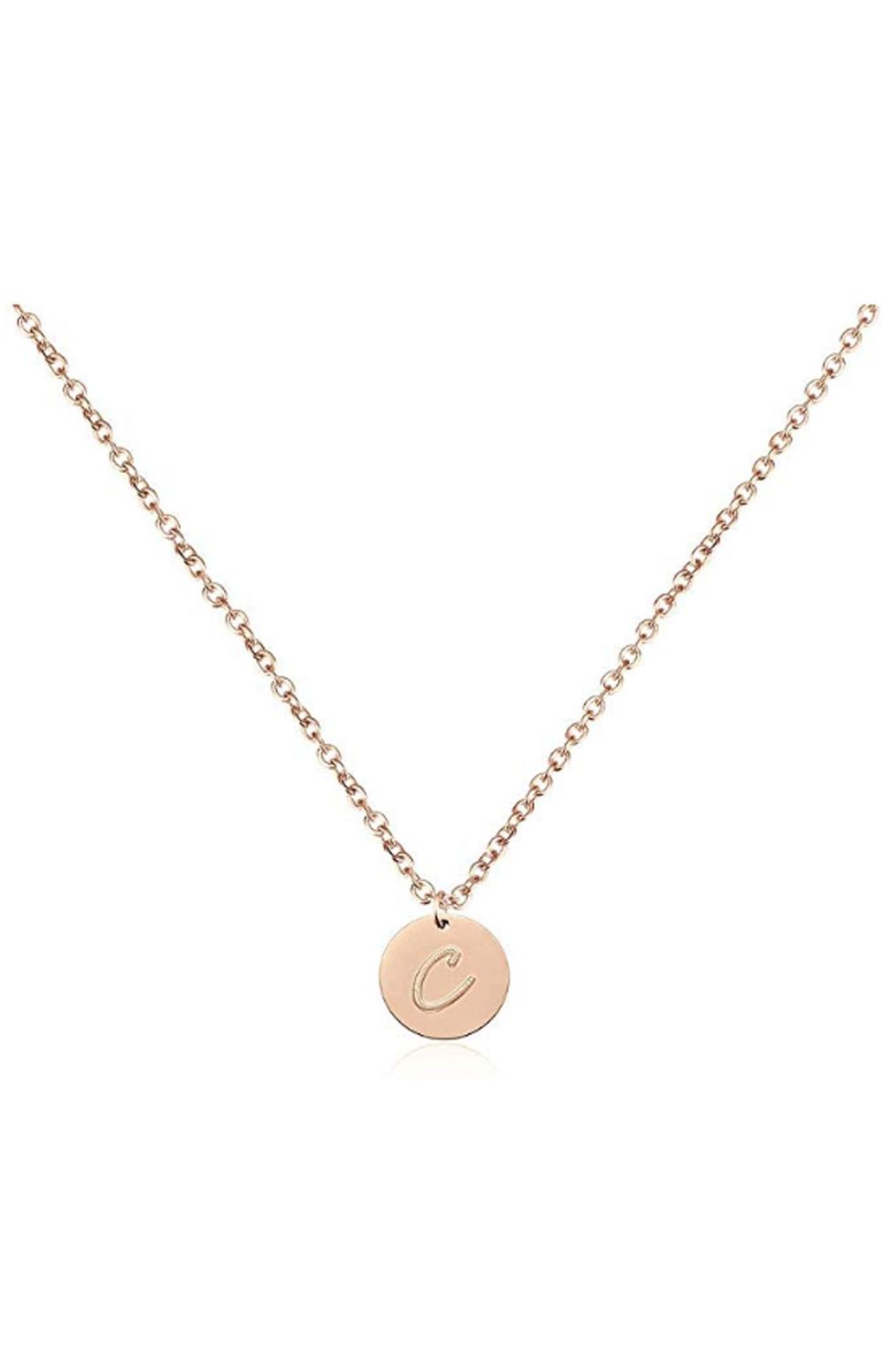 Rose Gold Tone Initial Necklace
