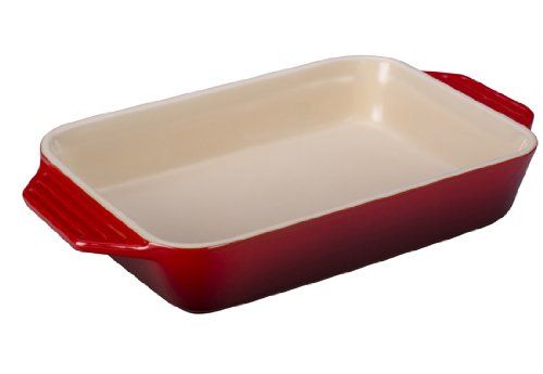 Le Creuset Stoneware Rectangular Dish, 12.5 by 8.25-Inch, Cerise (Cherry Red)