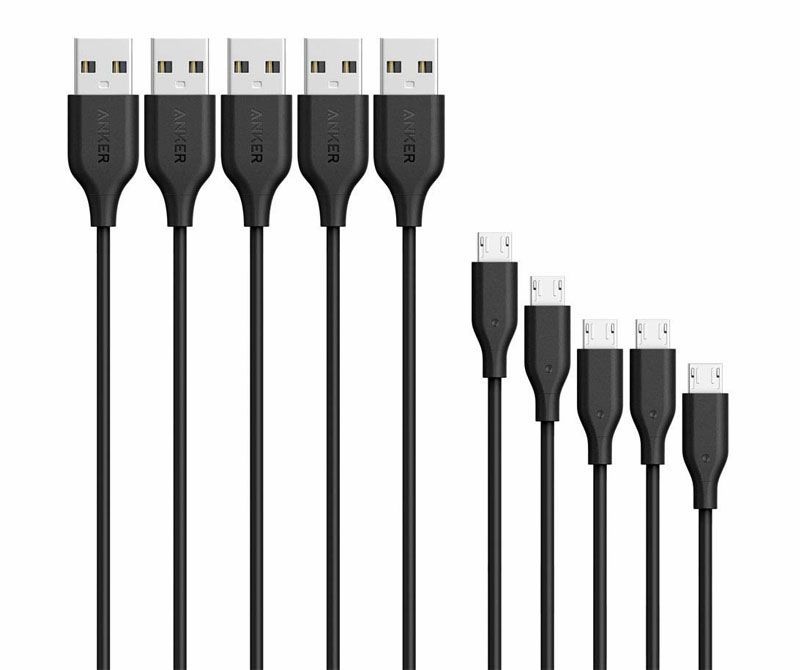 5-Pack Powerline Micro USB Charging Cables