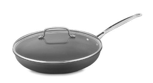 Classic Nonstick Hard-Anodized 12-Inch Skillet with Glass Cover, Black