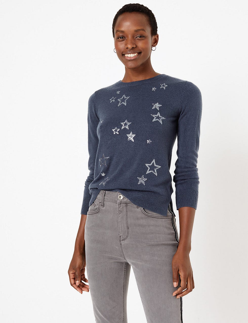 Sequin Star Design Christmas Jumper