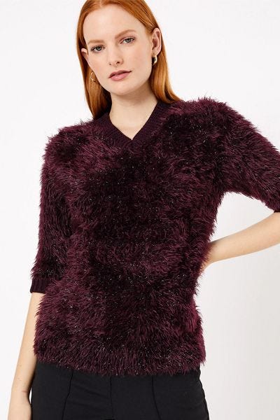 V-Neck Tinsel Jumper