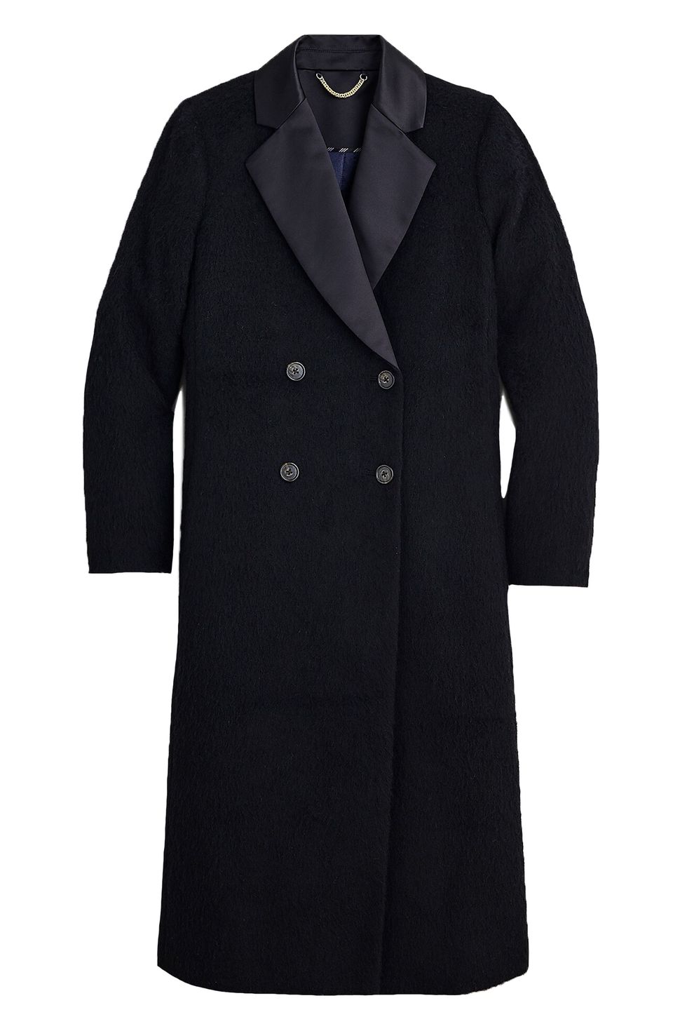 Collection tuxedo coat in fuzzy wool