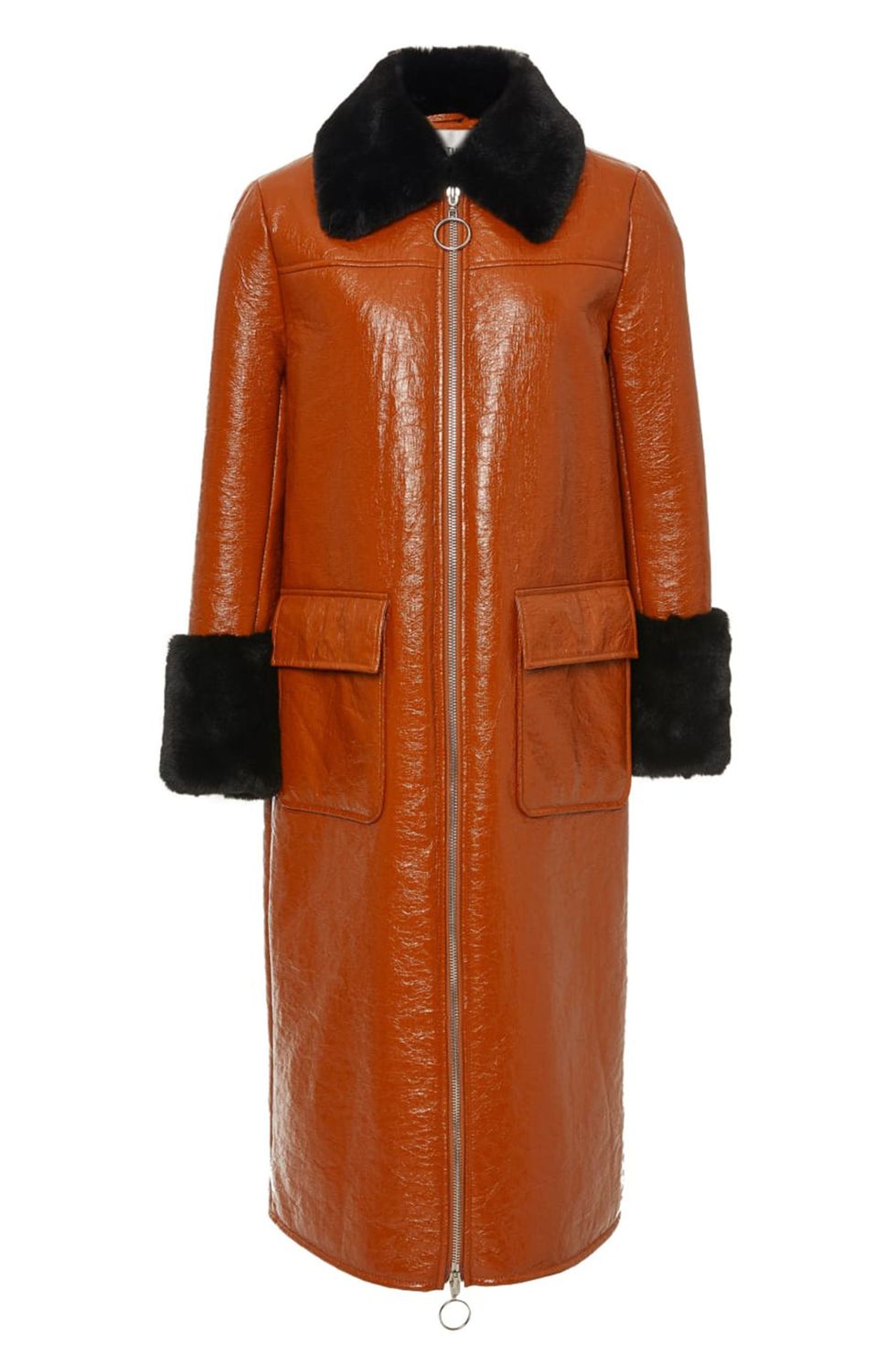 Kristen Faux Fur-Trimmed Faux Leather Coat