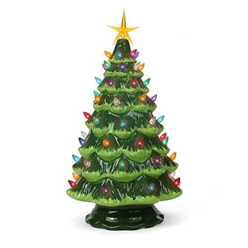 15.5" Ceramic Christmas Tree With Lights 