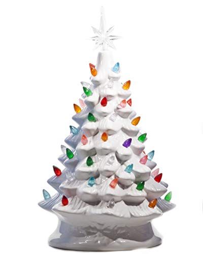 White Ceramic Tree With Rainbow Lights