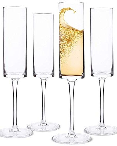 Elixir Glassware elixir glassware classy champagne flutes - hand blown  crystal champagne glasses - set of 4 elegant flutes - gift for wedding