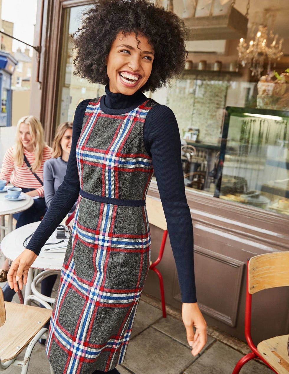 Carrie Tweed Dress - Red and Blue Check