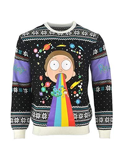 Rick and Morty Christmas Jumper Ugly Sweater, Rainbow for Men, Women, Boys and Girls [Edizione: Germania]