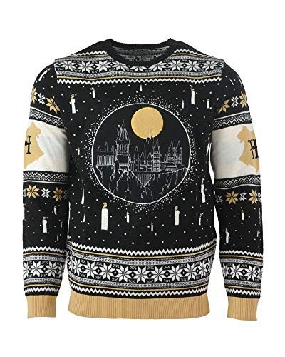 Harry Potter Christmas Jumper Ugly Sweater Hogwarts Castle Candles LED Light Up for Men Women Boys and Girls [Edizione: Germania]