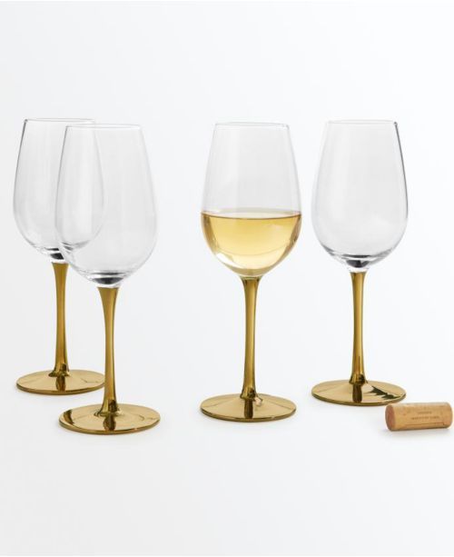 Gold Stem White Wine Glasses, Set of 4