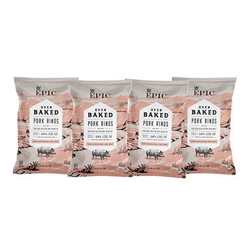EPIC Pink Himalayan & Sea Salt Baked Pork Rinds, Low-Carb, 4 Count Box 2.5oz bags