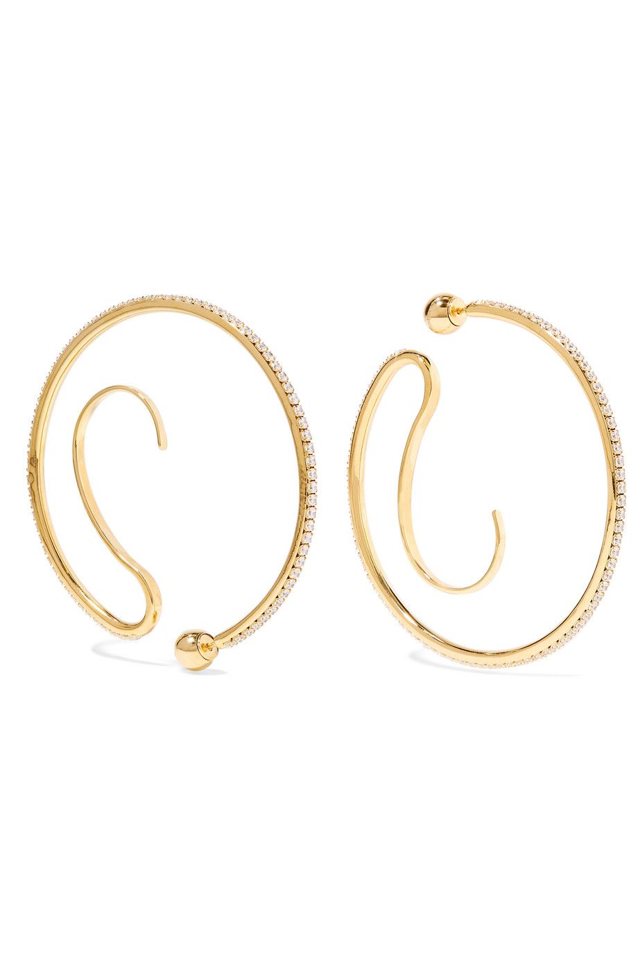 Upside-Down Gold-Plated Crystal Hoop Earrings