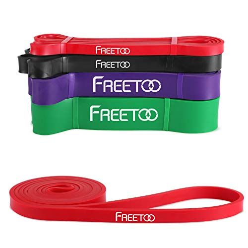FREETOO Resistance Workout Bands Stretch Exercise Pull up Rubber Bands for Men Women (Red)
