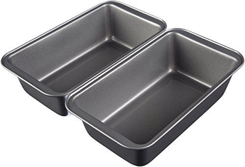 AmazonBasics Nonstick Carbon Steel Baking Bread Pan, 9.5 x 5 Inch, Set of 2