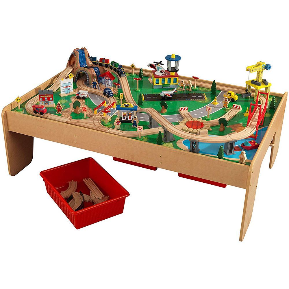 train track table wooden