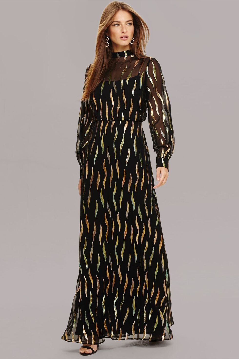 Penny Shimmer Silk Maxi Dress, £275