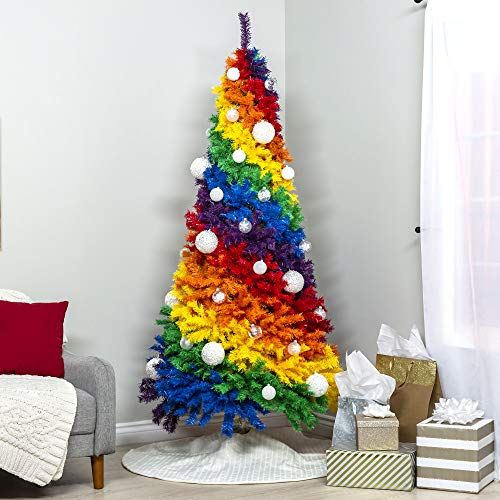 Artificial Colorful Rainbow Christmas Tree Festival Decorations Xmas Tree US 