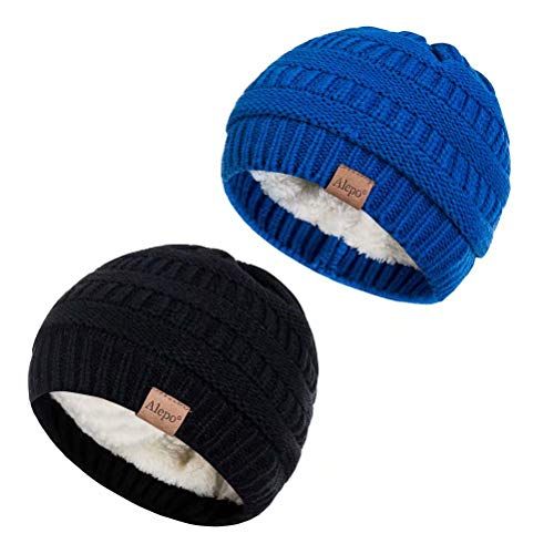 Fleece-Lined Baby Beanie Hat (2 Pieces)