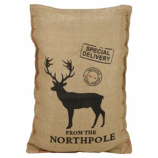 Reindeer Special Delivery Christmas Gift Sack From Santa Stocking