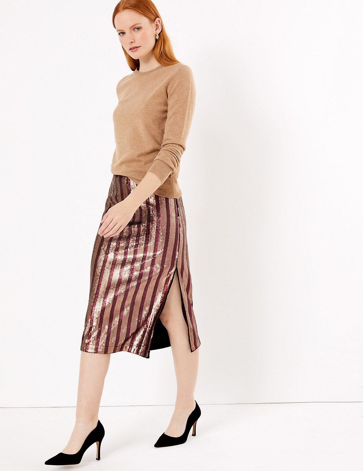 Gold skirt outlet m&s