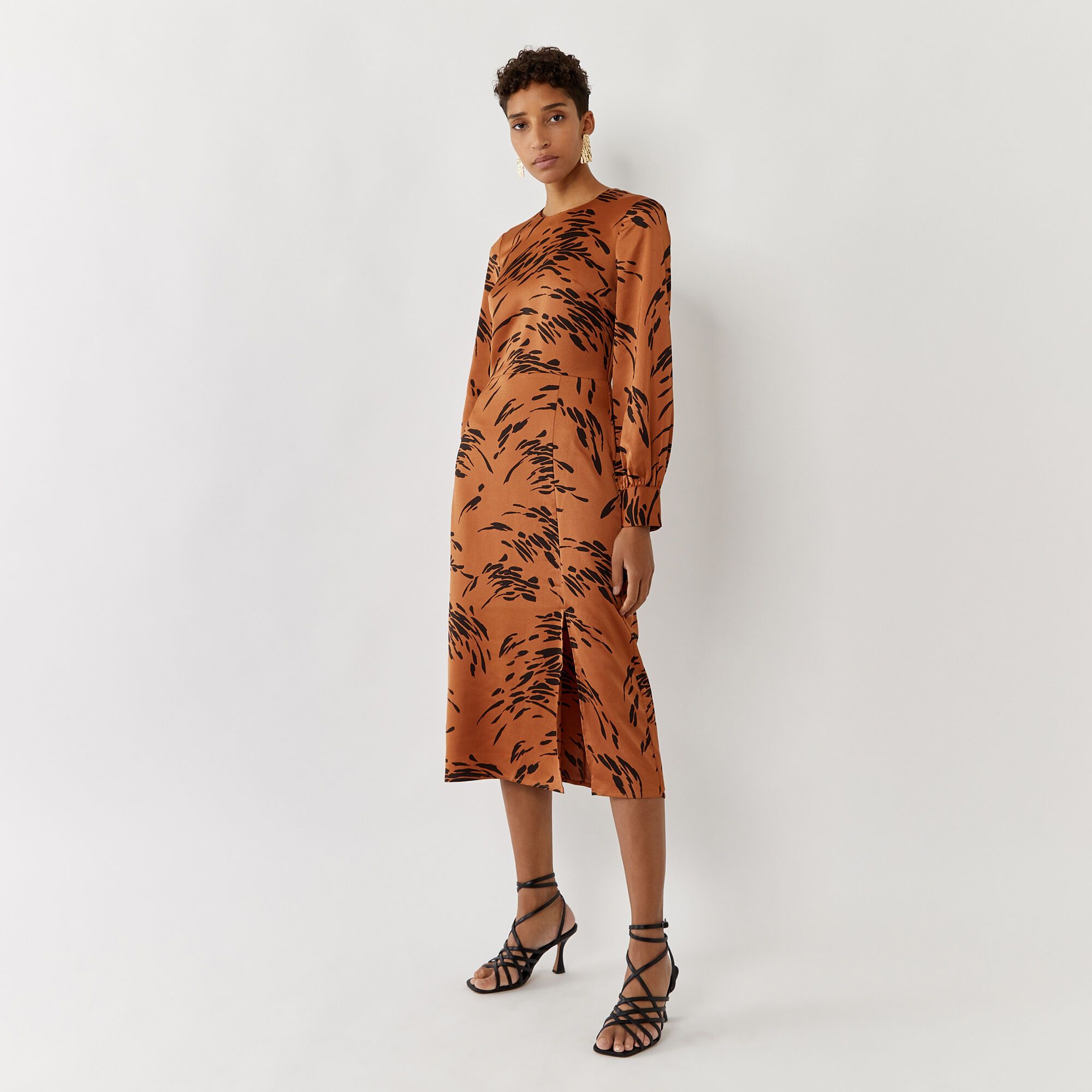 Warehouse tiger high hot sale neck midi dress