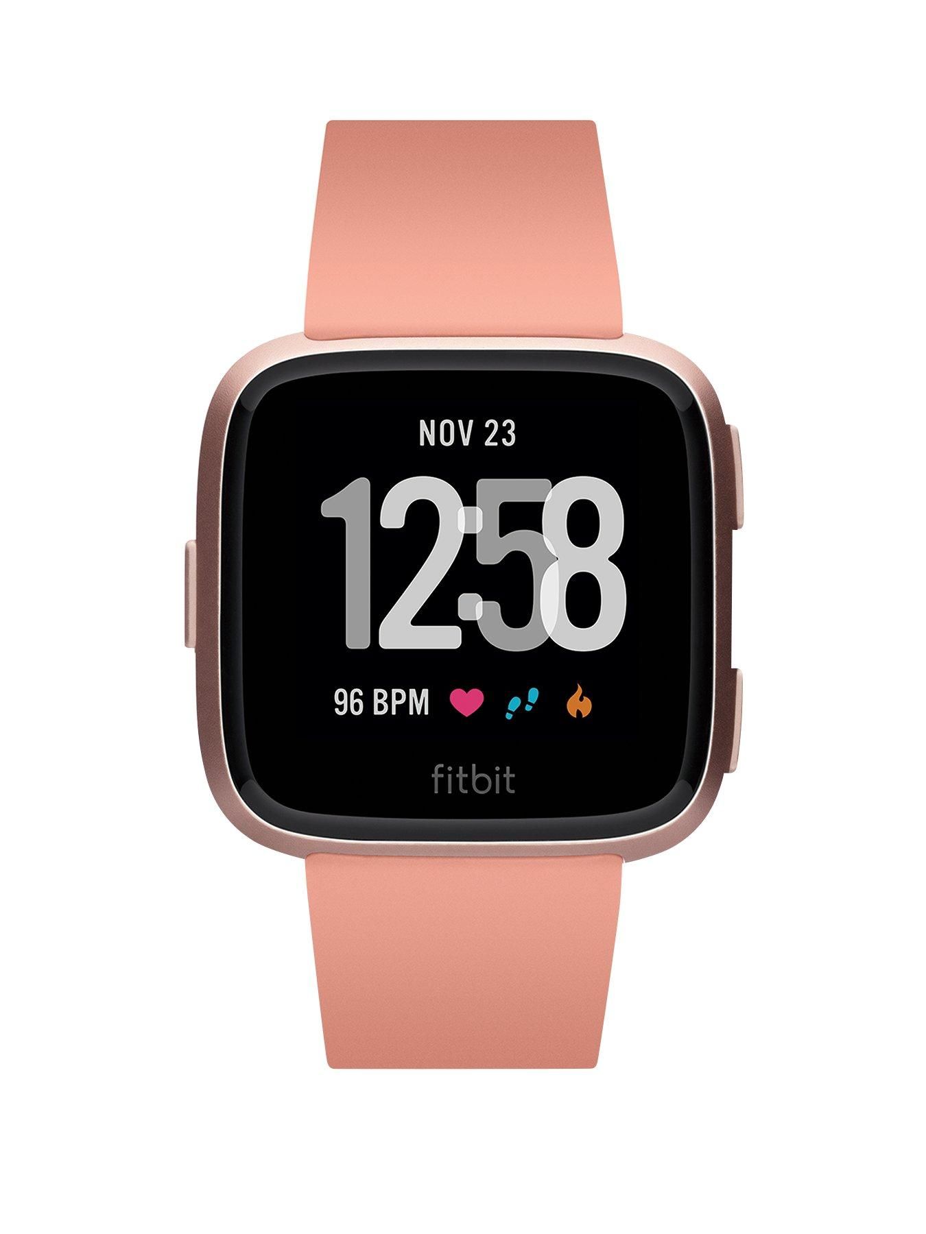 fitbit versa rose gold and white