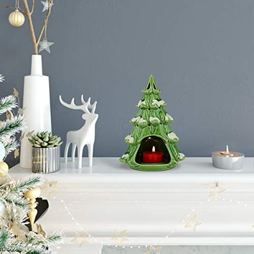 Details about   Heavy Metal Christmas Tea Candle Display With Glass Multi-Colored Trees 