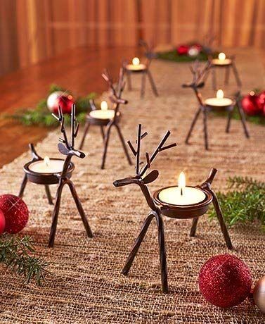 Rancheng Christmas Candlestick Holders Iron Tea Light Candle Holder Xmas Gift Candlestick Craft Decor Golden christmas tree 