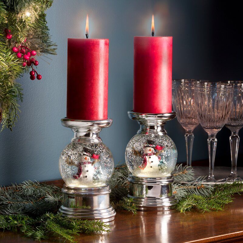 FA Windproof LED Candle Holder Christmas Candlestick Home Xmas Party Decor Sigh 