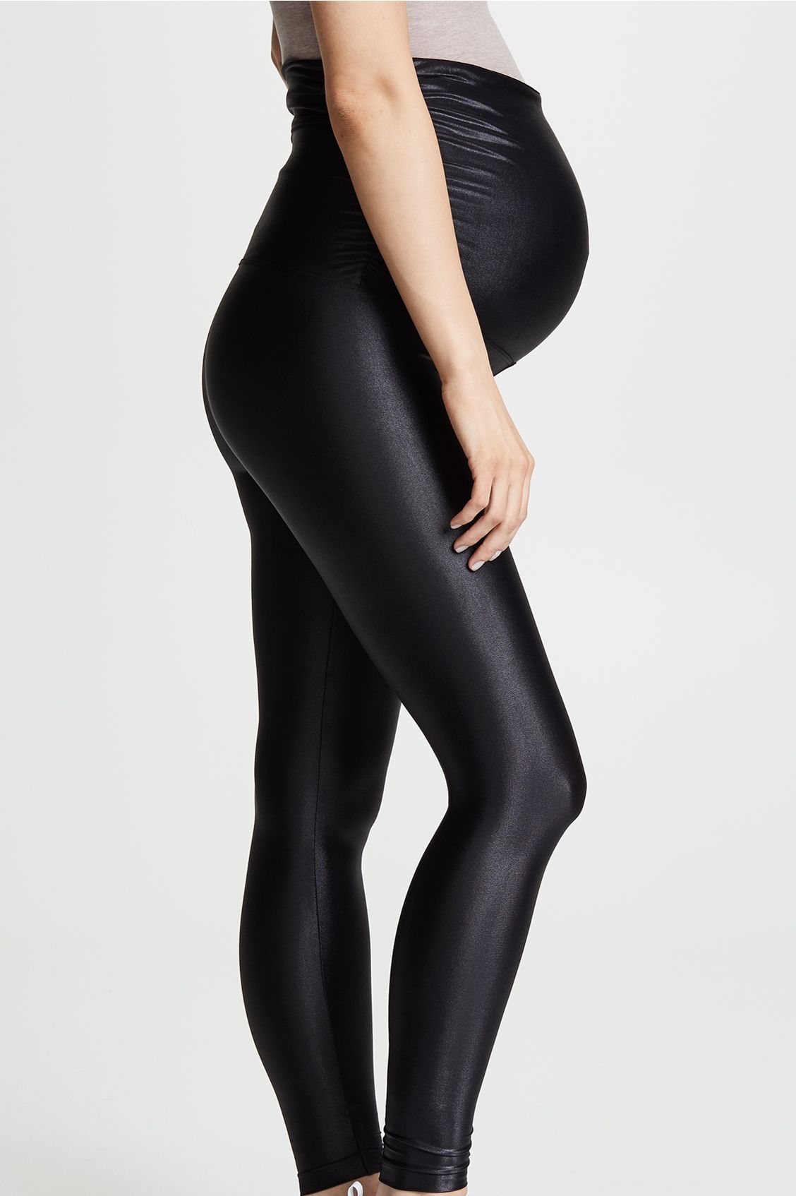 Spanx Mama Maternity Black Faux Leather Leggings Size 3XL