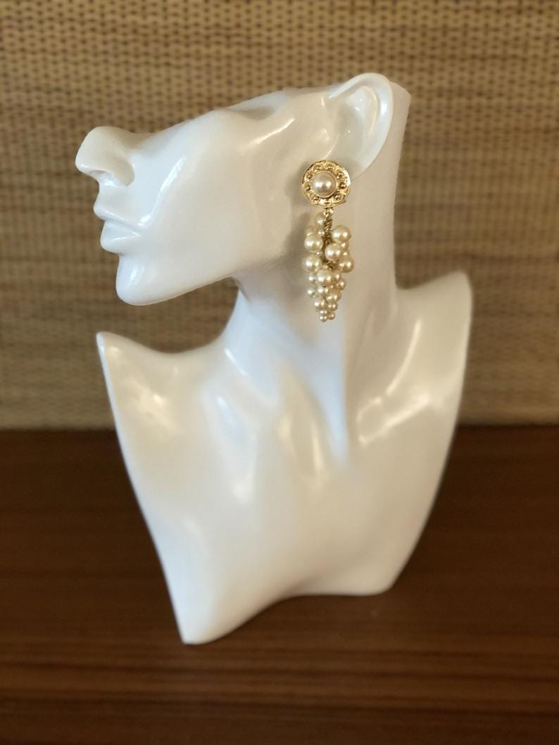 Vintage Pearl Cluster Clip-on Earrings