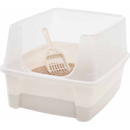 Iris open top cat litter box 2024 with litter scoop