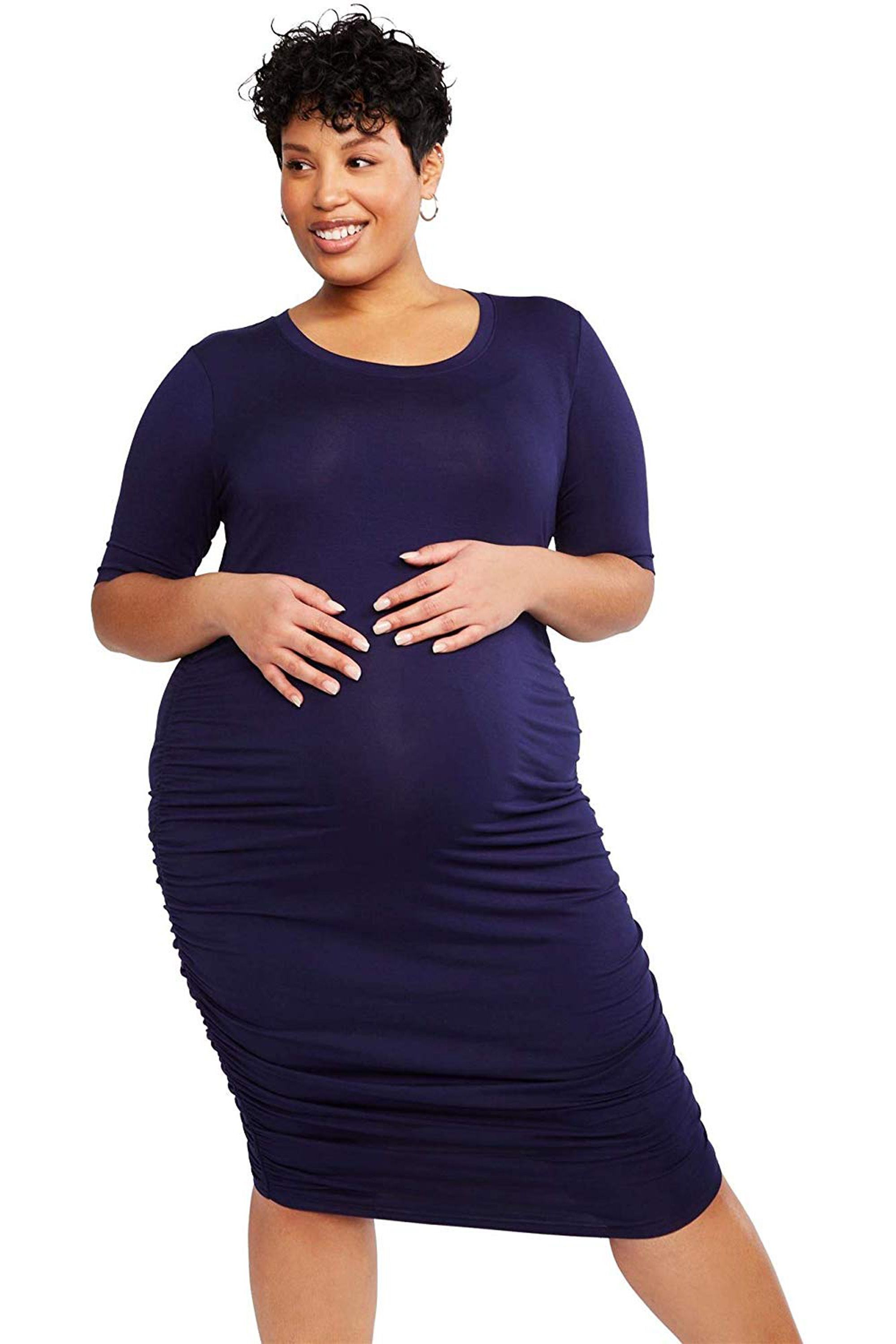 Women Maternity Tops Side Runched Long Sleeve Mock Collar Tunic Winter Maternity Shirts 