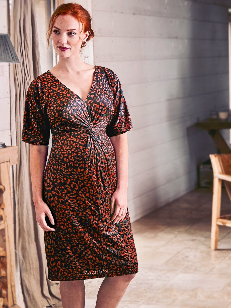 Animal Print Devoré Twist Dress