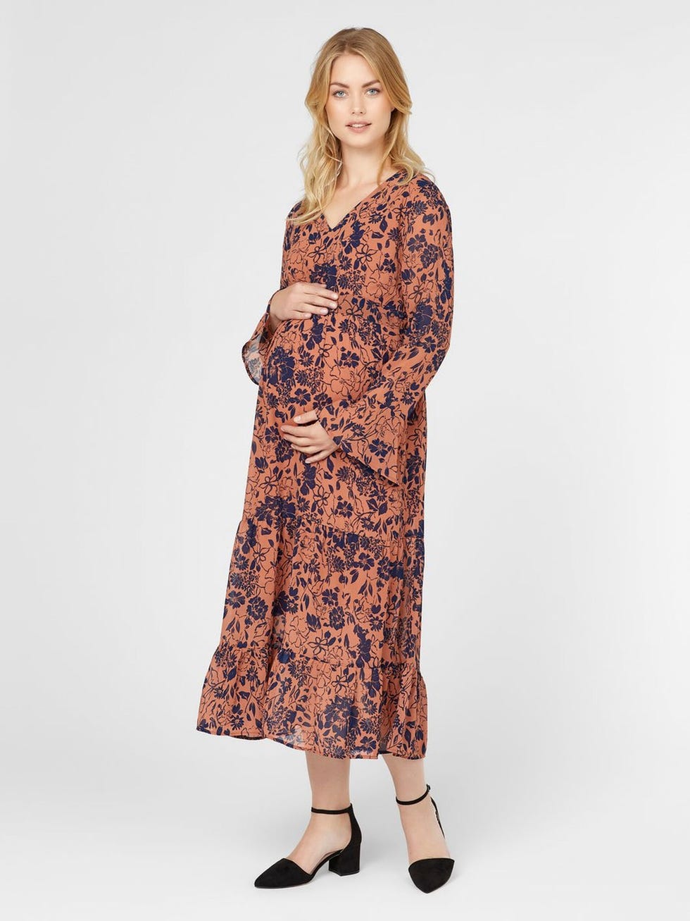 Floral flounce maternity dress