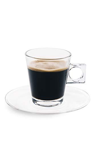 Excelsa Bahia Set 6 Tazzine Caffe con Piattino, Vetro, Trasparente