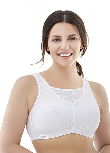 Glamorise Women's Full Figure No Bounce Plus Size Camisole Wirefree Back Close Sports Bra #1066, 46G, White