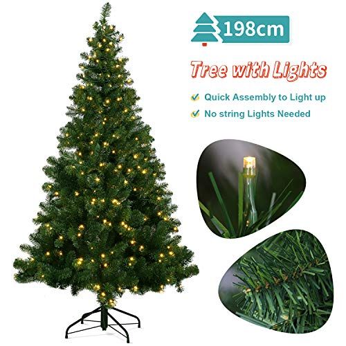 OUSFOT Albero di Natale con Luci Led incorporate 198cm(720Rami) 8 Modalità Illuminazione 320LED 