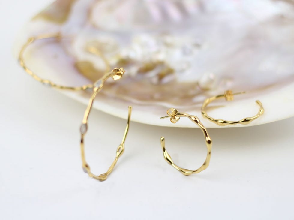 Gold Medium Molten Hoops, £115
