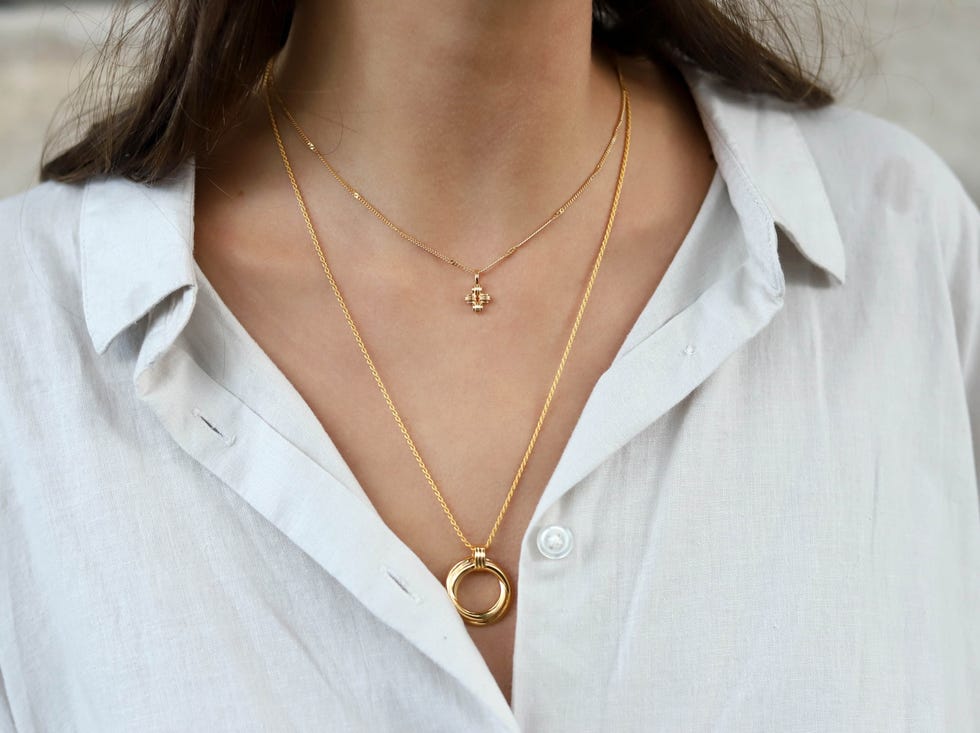Gold Entwine Cross Necklace Set, £185