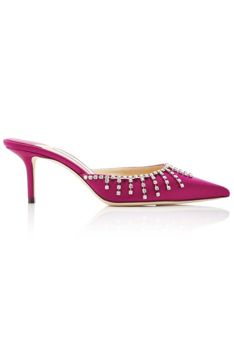 Exclusive Tatie Crystal-Embellished Satin Mules by Jimmy Choo