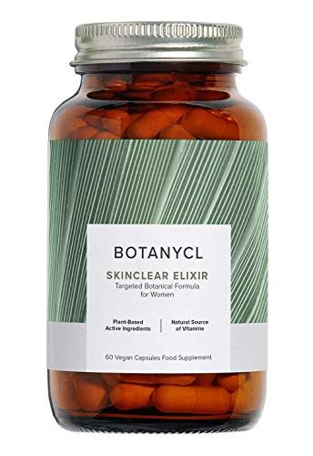 SkinClear Elixir - Plant-Based Supplement for Clear Skin by Botanycl | with Saw Palmetto, Coconut Oil, Natural Vitamins A and C to Support Clear and Healthy Skin | 60 Vegan Capsules for Women