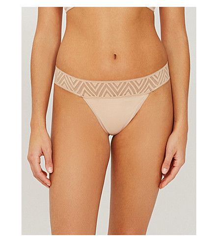THINX Mid-rise lace stretch-jersey thong